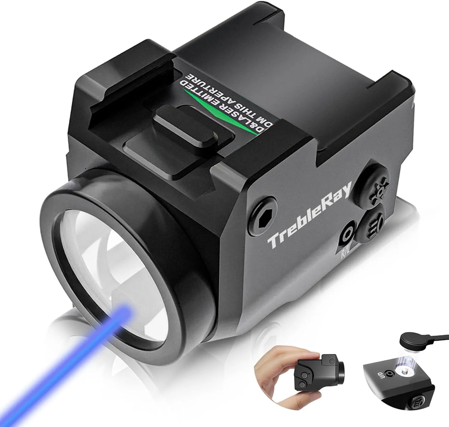 Nino Mini 700 Lumens Pistol Flashlight Compact Rail Mount Weaponlight with Blue Beam Combo,Strobe&Memory Function, Magnetic USB Rechargeable Tactical Flashlight Fits Full Size&Compact Guns