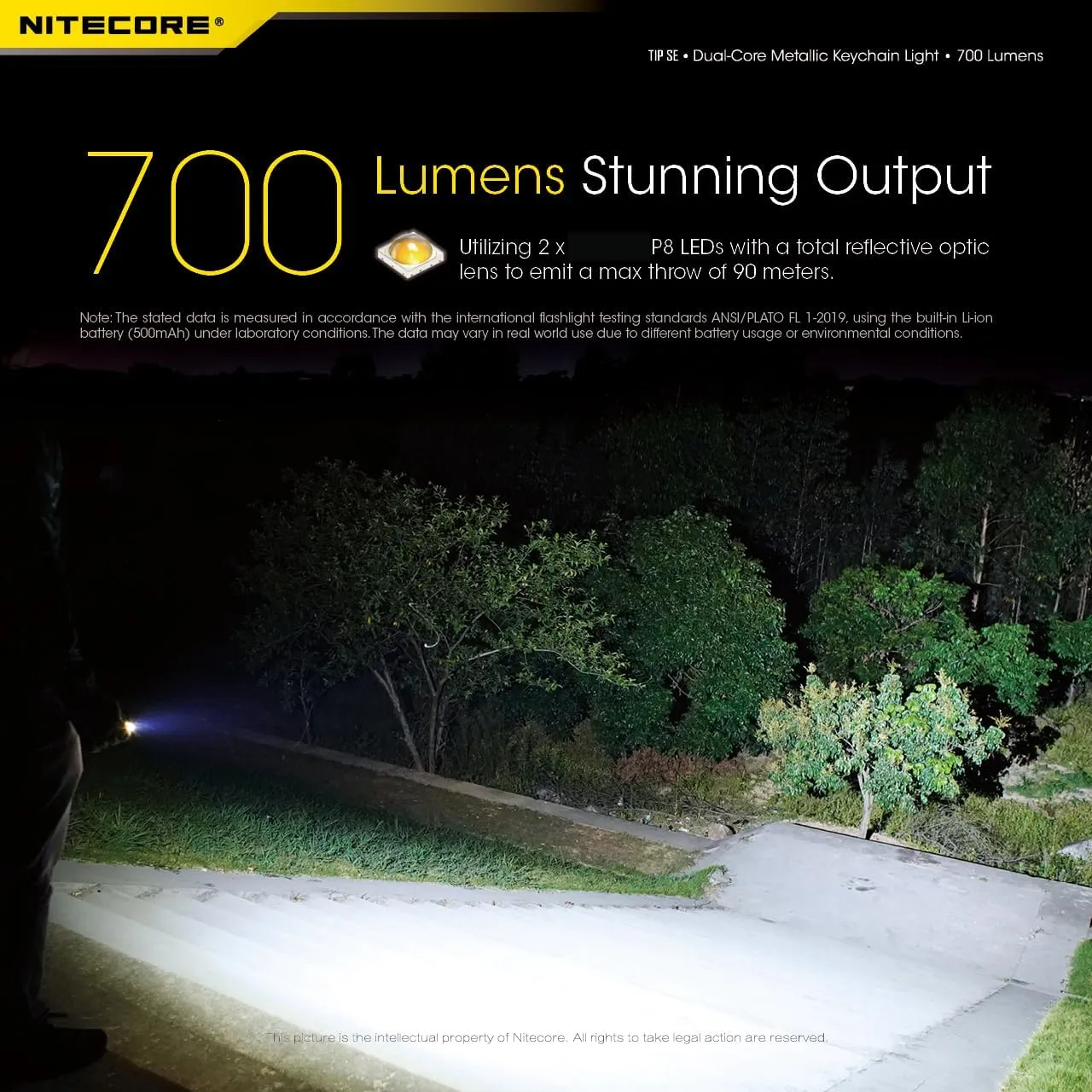 Nitecore Tip SE Keychain Flashlight, Gray 700 Lumen USB-C Rechargeable EDC Sticker (Grey)