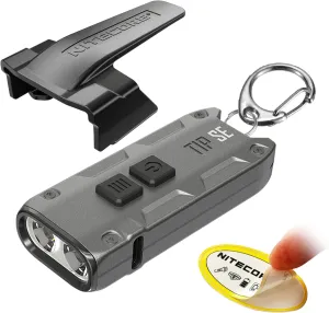 Nitecore Tip SE Keychain Flashlight, Gray 700 Lumen USB-C Rechargeable EDC Sticker (Grey)