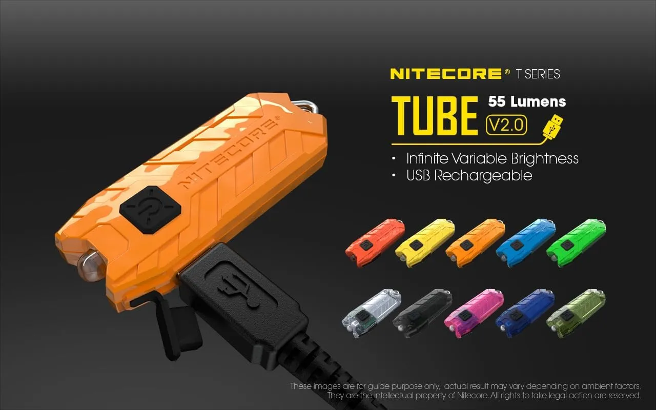 Nitecore Tube v2.0 55 Lumen USB Rechargeable Ultralight Keychain Flashlight (Jacinth)