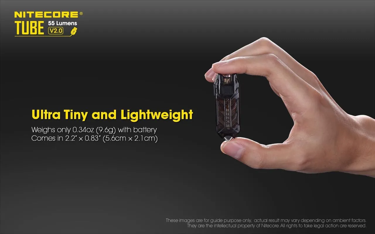 Nitecore Tube v2.0 55 Lumen USB Rechargeable Ultralight Keychain Flashlight (Jacinth)