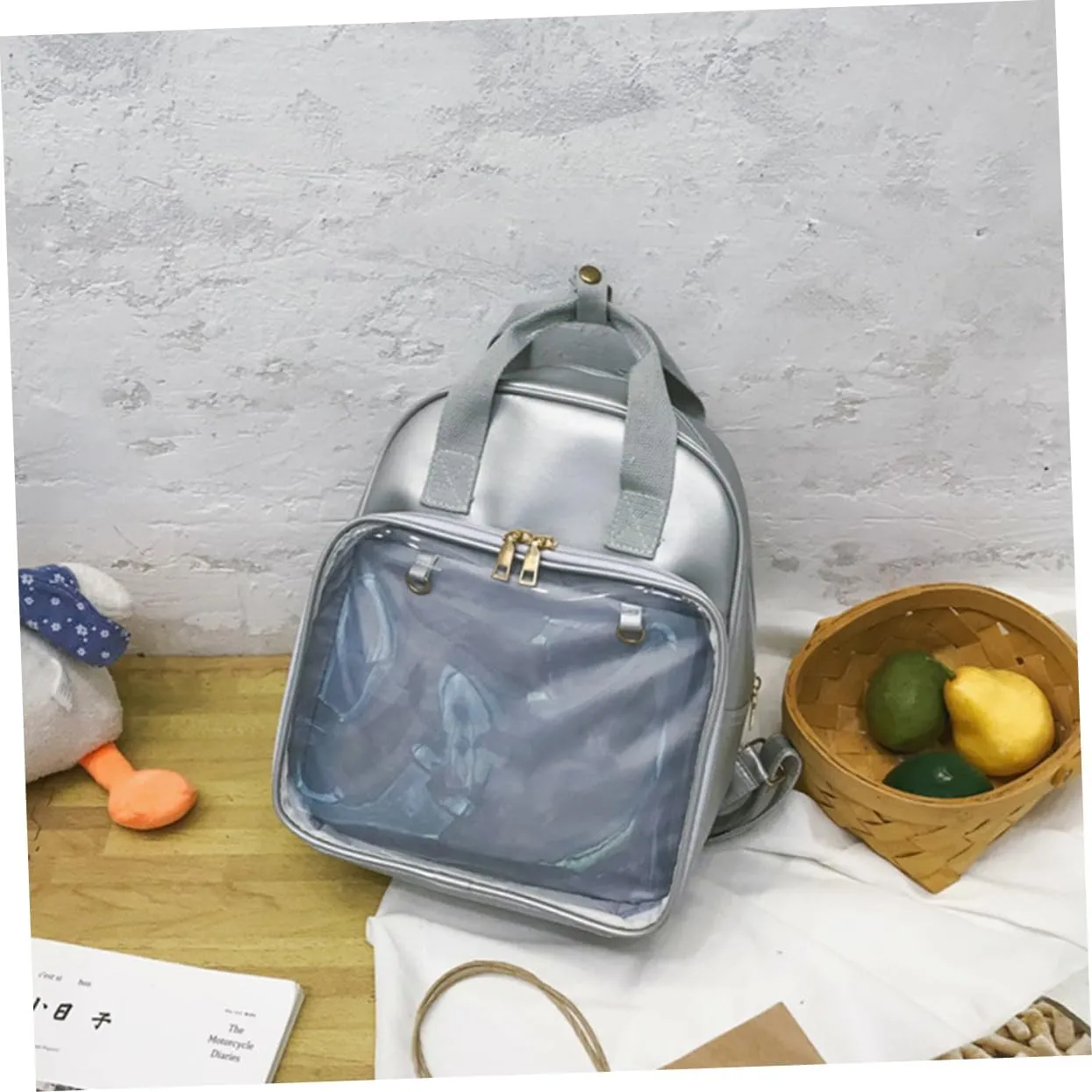 NOLITOY Candy Backpack for Girls School and Girls School Backpack Pvc Satchel Comfortable Straps Fashion Book Bag for Women (grey)