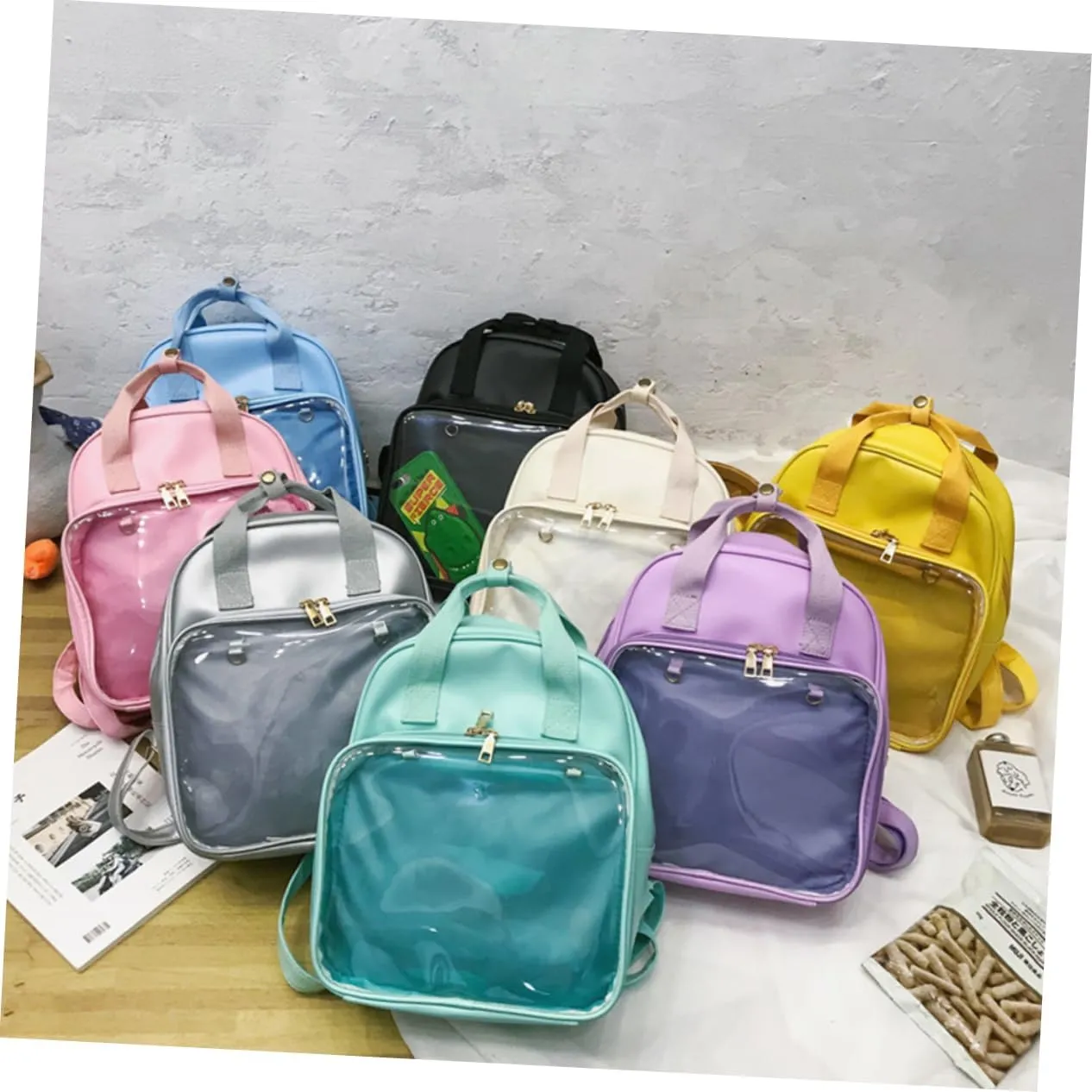 NOLITOY Candy Backpack for Girls School and Girls School Backpack Pvc Satchel Comfortable Straps Fashion Book Bag for Women (grey)