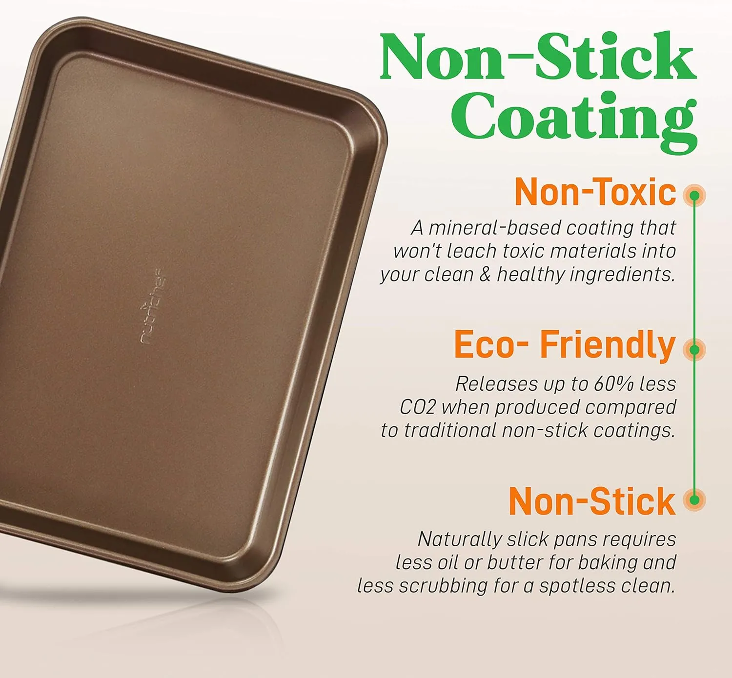 NutriChef 2-Piece Nonstick Stackable Cookie Sheet - Non-Toxic Carbon Steel Baking Pans - Heavy Duty, Wrap Resistance Thick Bakeware Set - Easy Clean and Oven & Dishwasher Safe