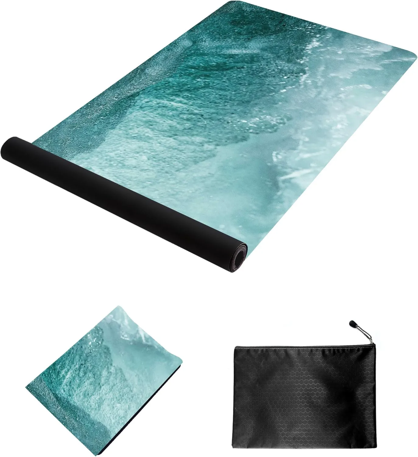 nuveti Printed Travel Yoga Mat-1/16 Inch Thick Non Slip Fitness Workout Mat with Carrying Bag, Foldable Lightweight Suede & Natural Rubber Yoga Mat for Yoga Pilates and Fitness 72" L x 24" W x 1.5mm