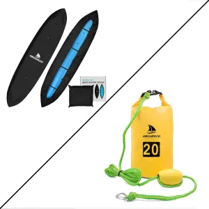 Obcursco 600D Kayak Cover Waterproof, 10.8-12FT Thickened UV-Proof and 20L Jet Ski Anchor Kit PWC Anchor 2 in 1 Sand Bag Anchor