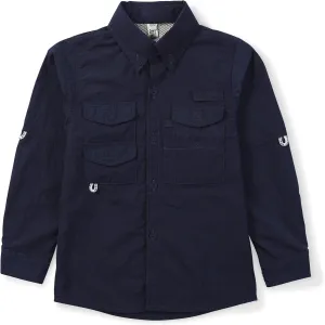 OCHENTA Boys' Button Down Long Sleeve Fishing Shirt Quick-Dry UV Sun Protection Outdoor Tops
