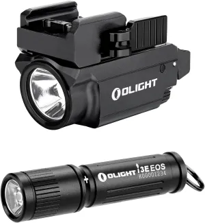 OLIGHT Baldr Mini 600 Lumens Rechargeable Weaponlight with Green Beam and White LED Combo Bundle with i3E EOS PMMA TIR Lens AAA EDC Flashlight Keychain