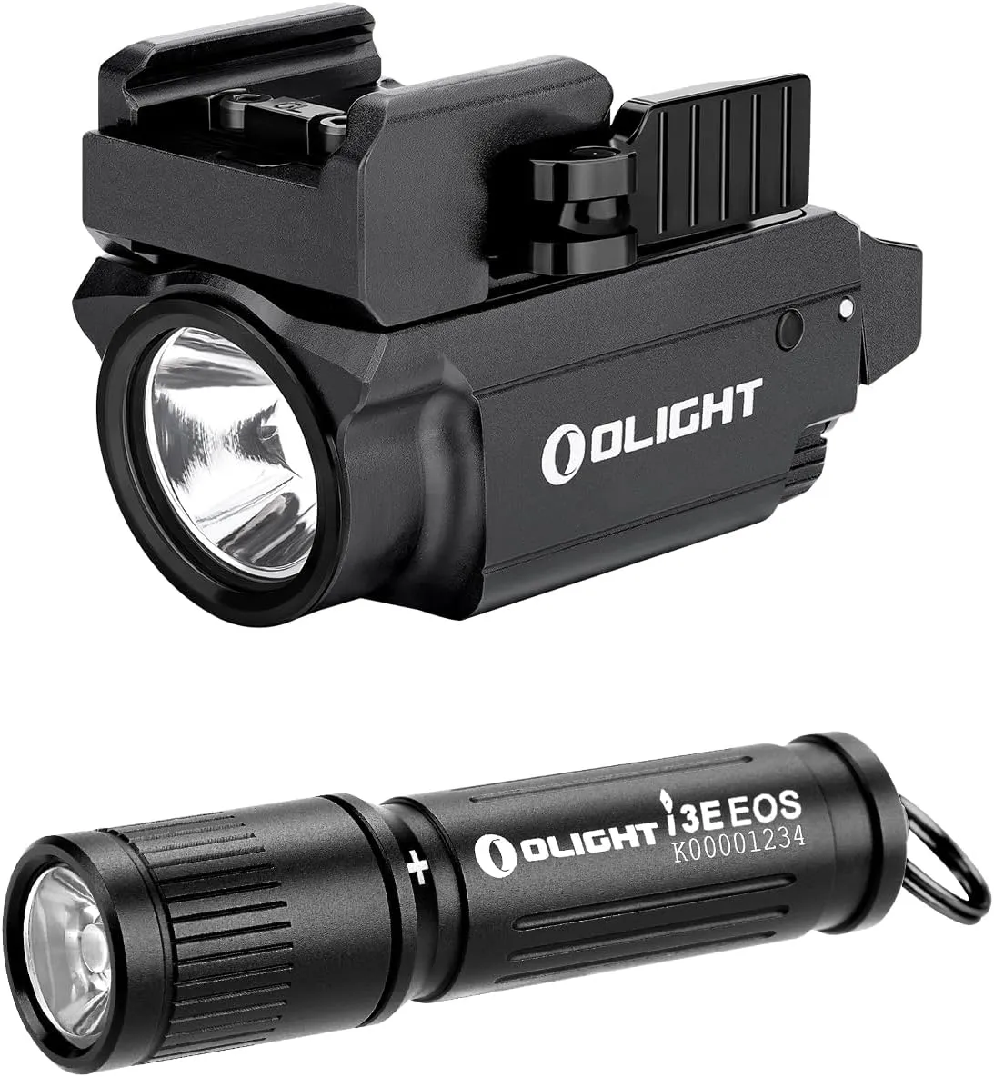 OLIGHT Baldr Mini 600 Lumens Rechargeable Weaponlight with Green Beam and White LED Combo Bundle with i3E EOS PMMA TIR Lens AAA EDC Flashlight Keychain