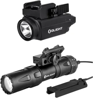 OLIGHT Baldr S 800 Lumens Compact Rail Mount Weaponlight with Green Beam and White LED Combo Bundle Odin Mini 1250 Lumens Ultra Rechargeable Mlok-Mount Flashlight, 240 Meters Beam Distance