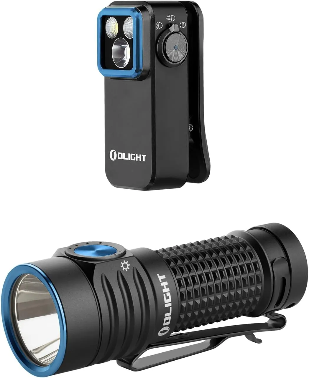 OLIGHT BatonTurbo EDC Rechargeable Handheld Flashlight, 1000 Lumens Compact LED and 510 Meters Long Throw Powerful Pocket Light Bundle with Oclip Pro, Three Lighting Solutions Type-C Charging