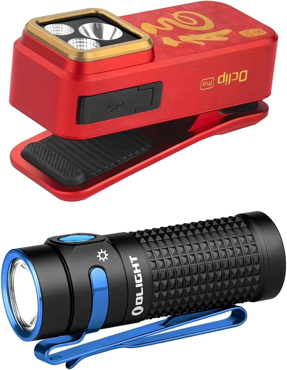 OLIGHT Oclip Pro EDC Flashlight Clip-on Light 500 Lumens Bundle Baton4 Rechargeable LED Lights