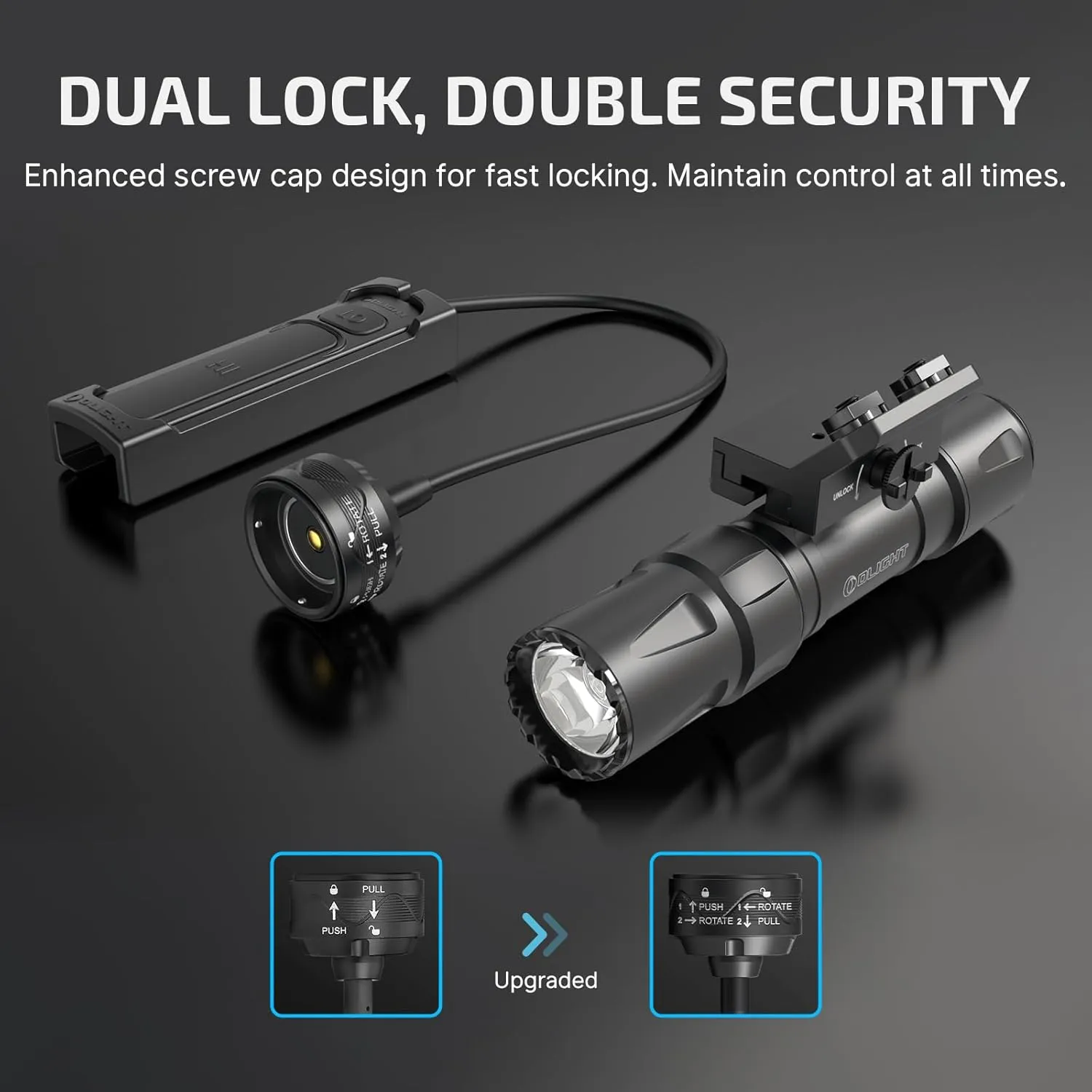 OLIGHT Odin S 1500 Lumens MLOK Rail Mounted Weaponlight Rechargeable Tactical Flashlight with Upgraded Remote Pressure Switch, 250 Meters Throw Distance, IPX8 Waterproof (Desert Tan)