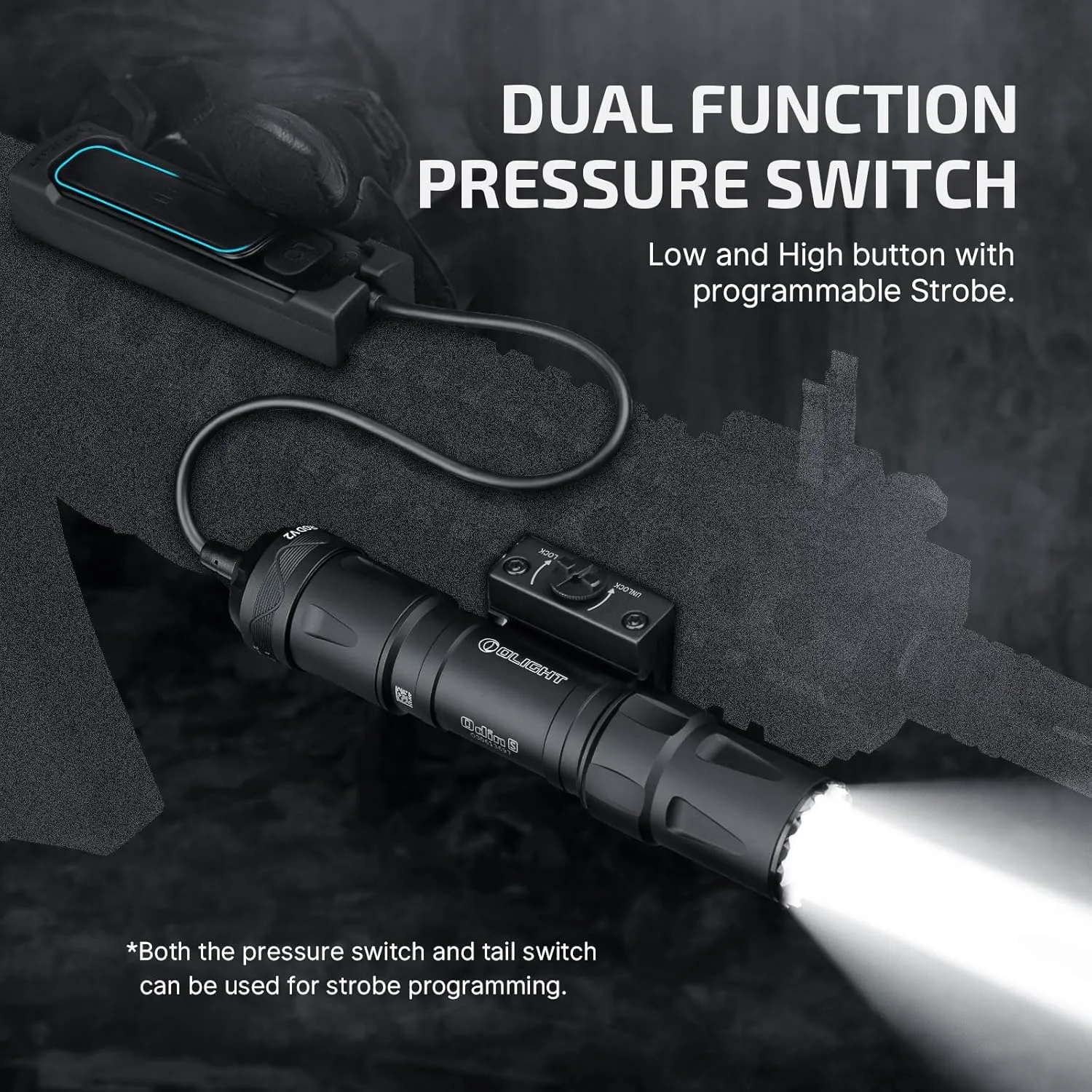 OLIGHT Odin S 1500 Lumens MLOK Rail Mounted Weaponlight Rechargeable Tactical Flashlight with Upgraded Remote Pressure Switch, 250 Meters Throw Distance, IPX8 Waterproof (Desert Tan)