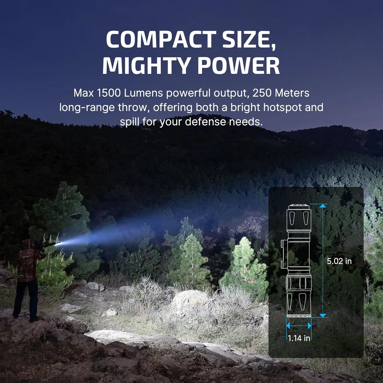 OLIGHT Odin S 1500 Lumens Picatinny Rail Mounted Weaponlight Rechargeable Tactical Flashlight with Upgraded Remote Pressure Switch, 250 Meters Throw Distance, IPX8 Waterproof (Black)