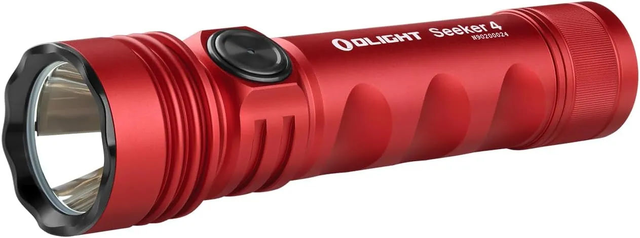 OLIGHT Seeker 4 Rechargeable Bright Flashlights, 3100 Lumens High Powerful Flash Light with USB-C Charging, 400 Meters Long Rage LED for Emergency, Camping, and Law Enforcement (Red)