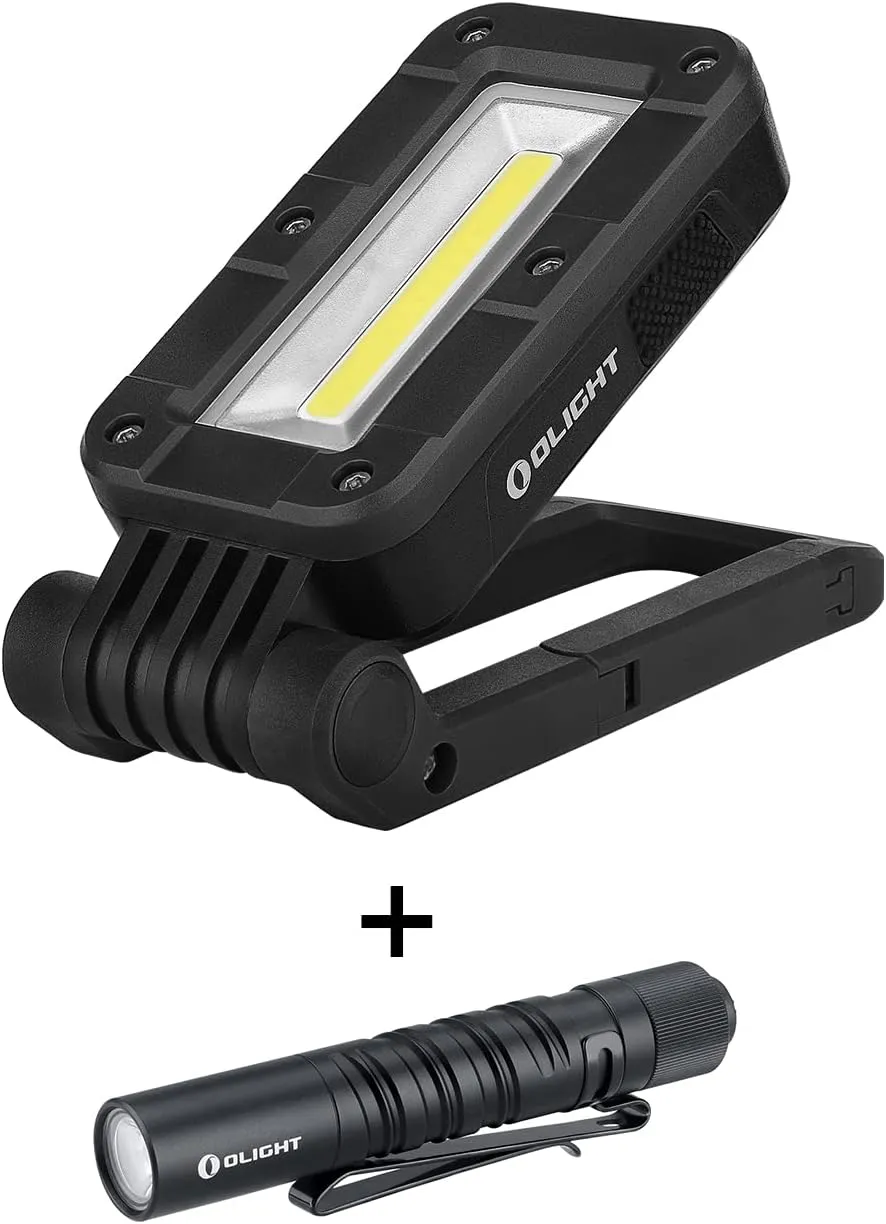 OLIGHT Swivel 400 Lumens Rechargeable Magnetic COB Work Light Bundles with I3T EOS 180 Lumens Flashlight