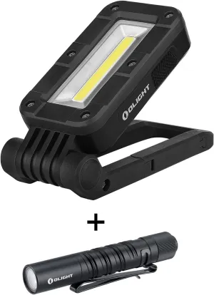 OLIGHT Swivel 400 Lumens Rechargeable Magnetic COB Work Light Bundles with I3T EOS 180 Lumens Flashlight