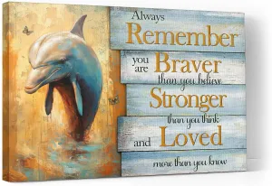 Ooeiiiy Motivational Dolphin Canvas Wall Art Dolphin Gifts Wall Decor Inspirational Bible Quotes Picture Poster Wall Decor Christian Prints Framed Artwork For Bathroom Office Bedroom 12''X16''