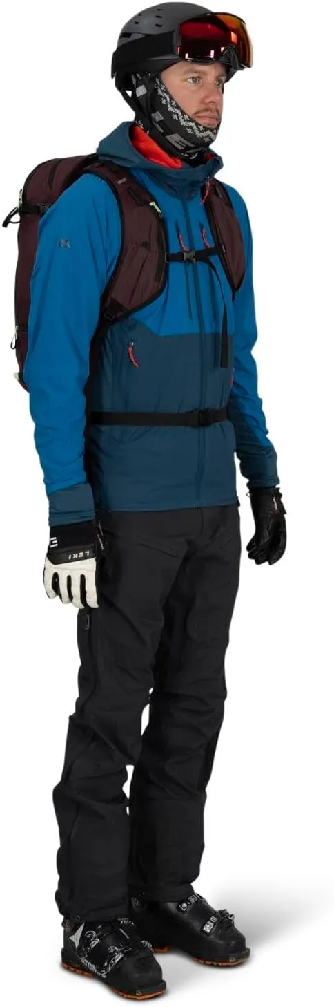 Osprey Firn 18L Ski and Snowboard Backpack, Elderberry Purple/Peppermint Green, Medium/Large