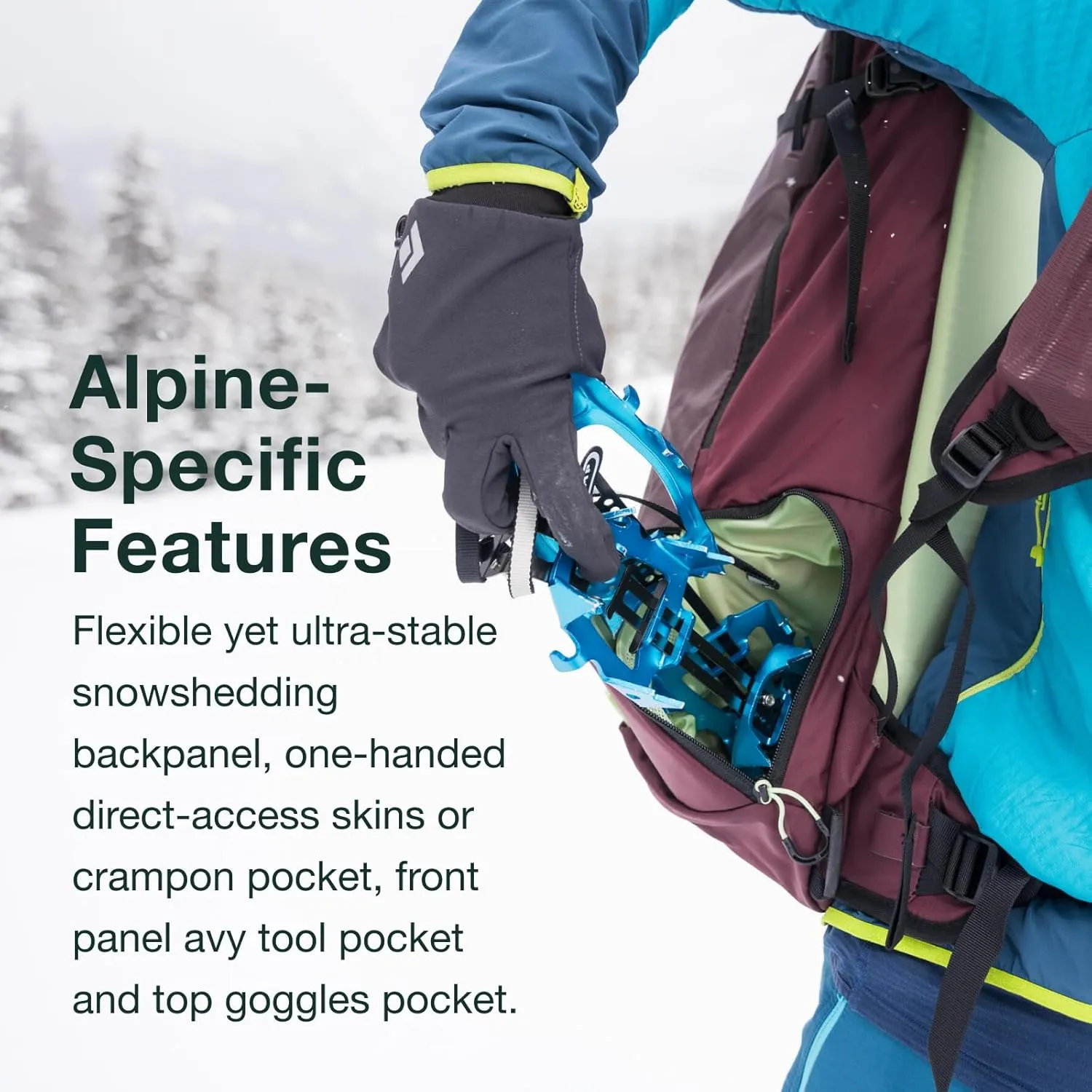 Osprey Firn 18L Ski and Snowboard Backpack, Elderberry Purple/Peppermint Green, Medium/Large
