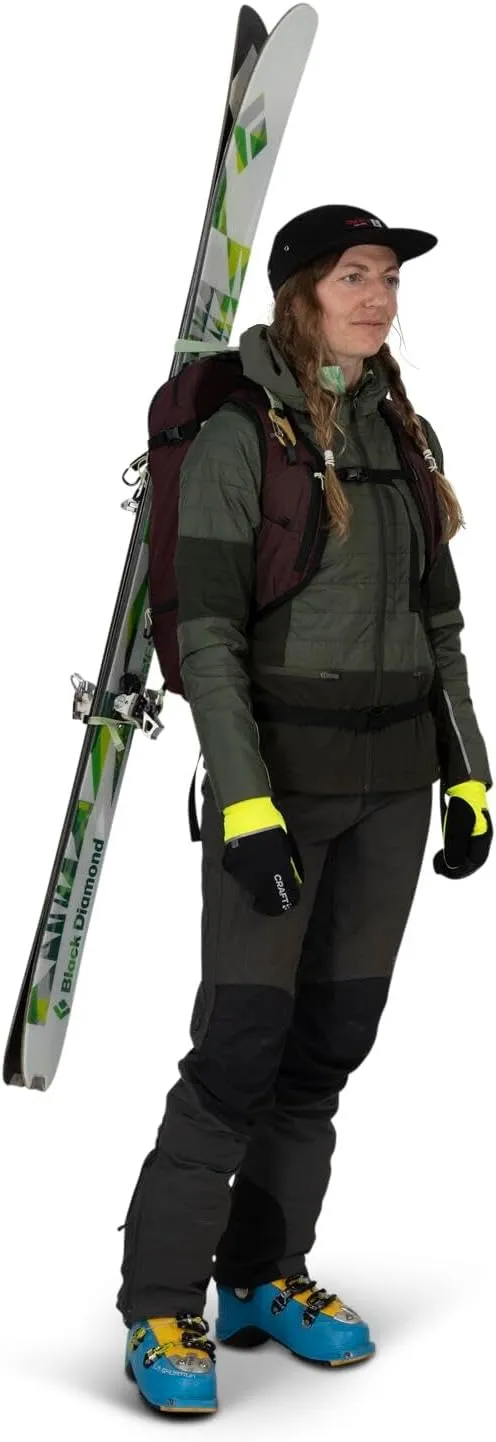 Osprey Firn 18L Ski and Snowboard Backpack, Elderberry Purple/Peppermint Green, Medium/Large