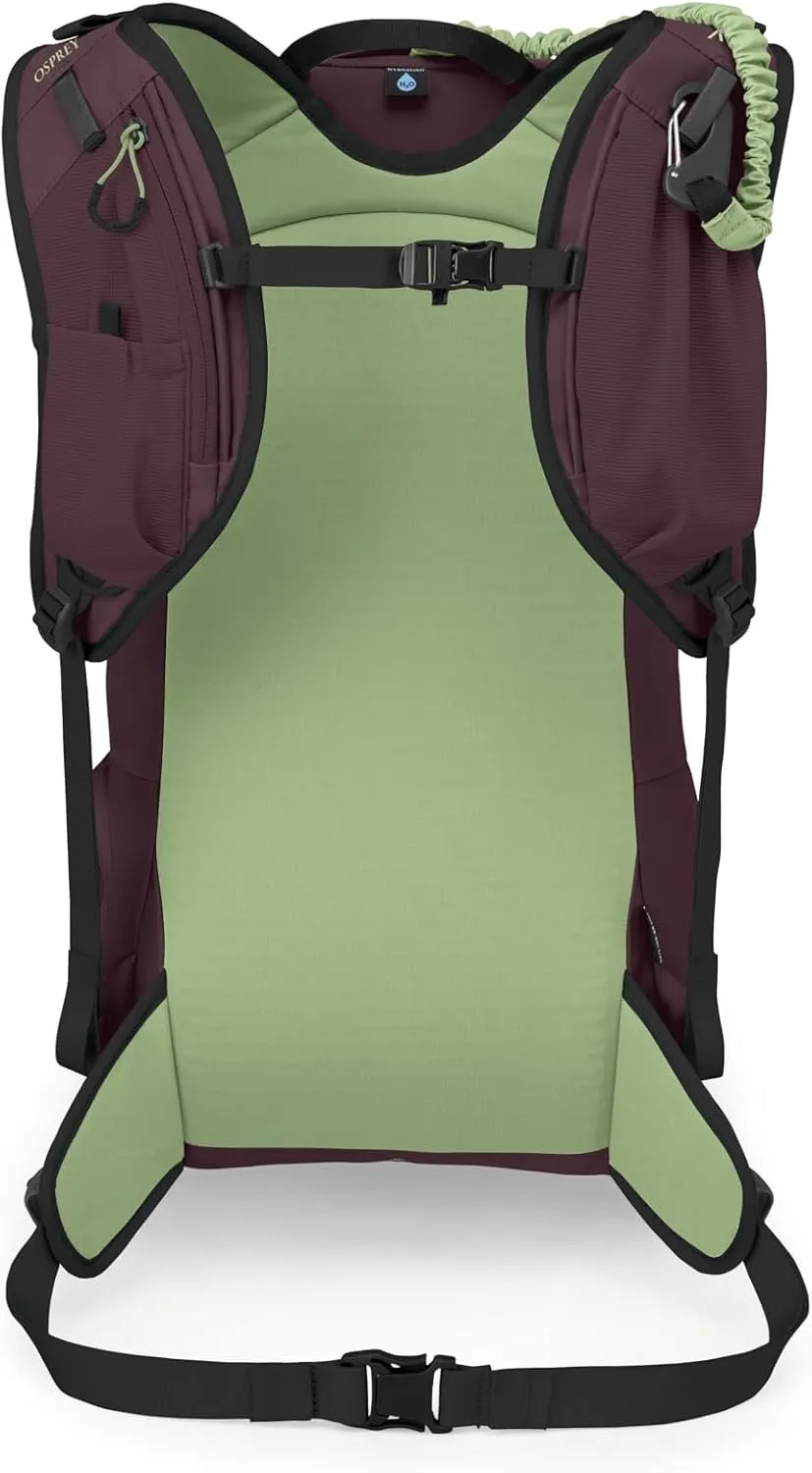 Osprey Firn 18L Ski and Snowboard Backpack, Elderberry Purple/Peppermint Green, Medium/Large