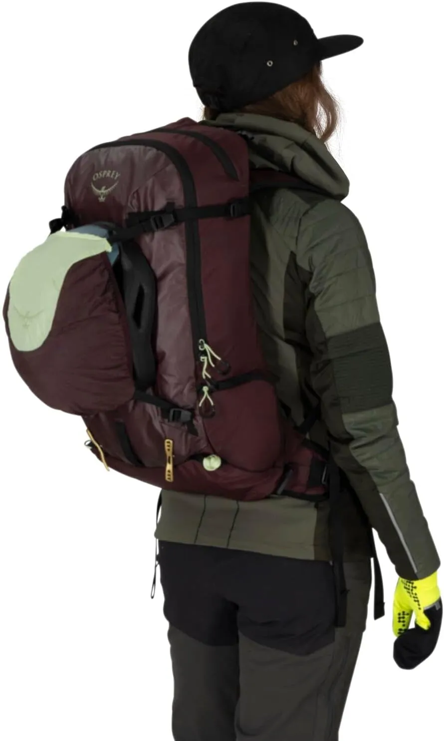 Osprey Firn 18L Ski and Snowboard Backpack, Elderberry Purple/Peppermint Green, Medium/Large