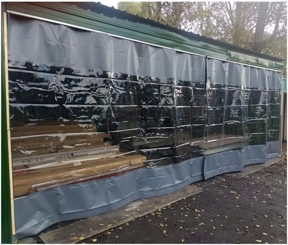 Outdoor Clear Tarp Curtains Waterproof, Pergola Side Panels with Top Eyelets, Partition Space Quickly, Insulated Windscreen, Easy to Clean & Install, Custom ( Color : Gray-side , Size : 2.2x2.2m )