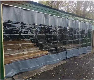 Outdoor Clear Tarp Curtains Waterproof, Pergola Side Panels with Top Eyelets, Partition Space Quickly, Insulated Windscreen, Easy to Clean & Install, Custom ( Color : Gray-side , Size : 2.2x2.2m )