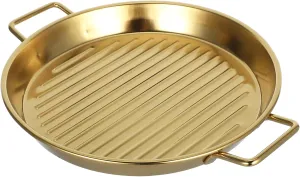 Outdoor Picnic Plate Stainless Steel Dinner Plate Double Ears Chic Finish