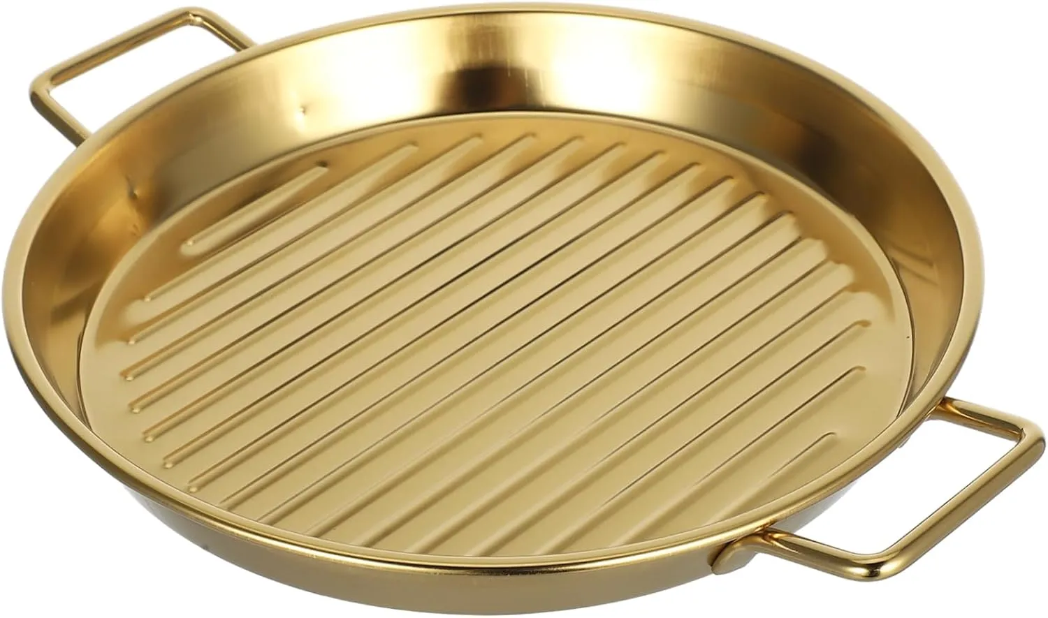 Outdoor Picnic Plate Stainless Steel Dinner Plate Double Ears Chic Finish