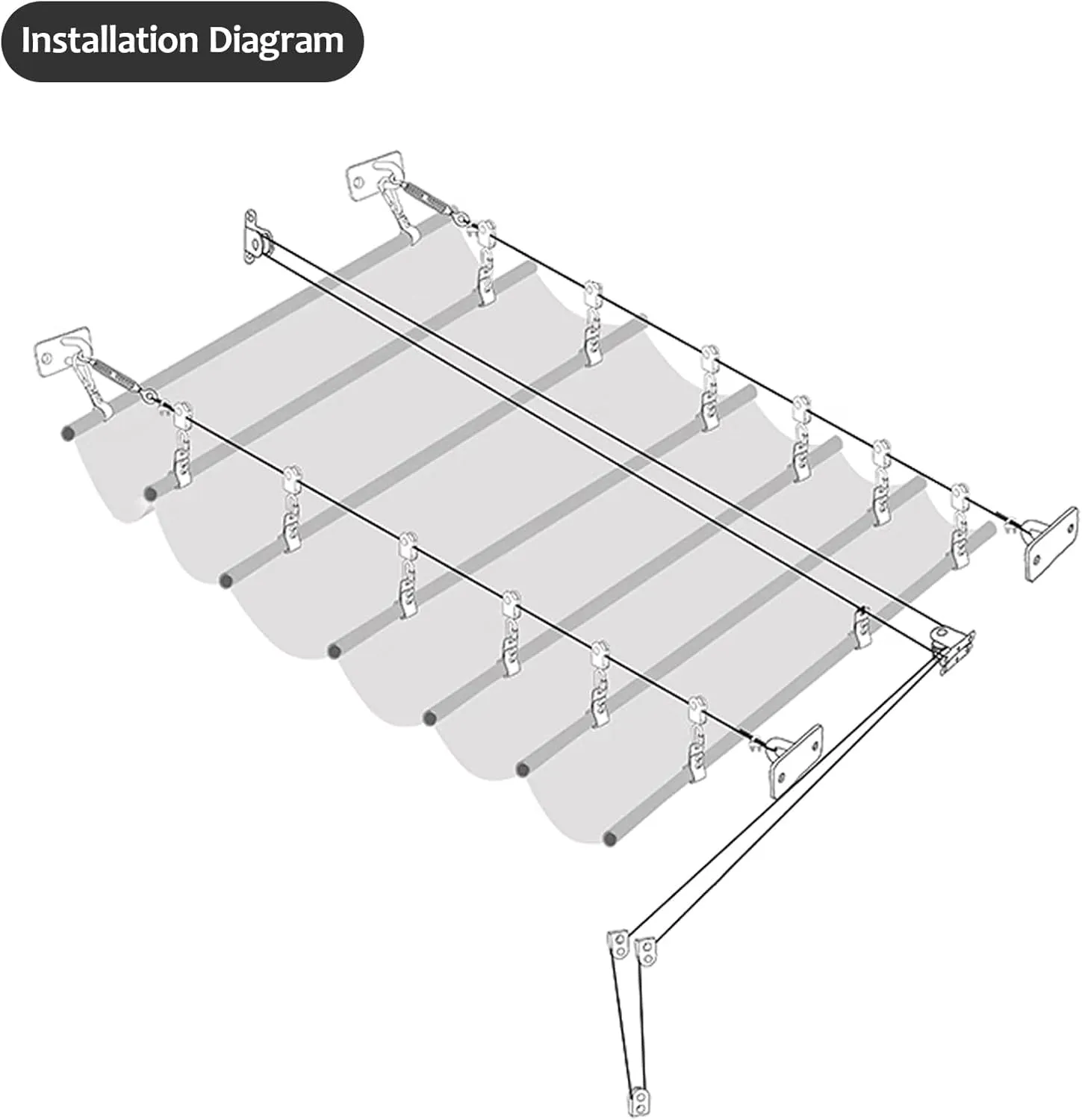 Outdoor Sun Shade Sails for Patio, Retractable Awnings Waterproof Replacement Pergola Canopy for Patio Garden Deck Gazebo Porch Outdoor, with Installation Kit(Khaki,2x4.2m)