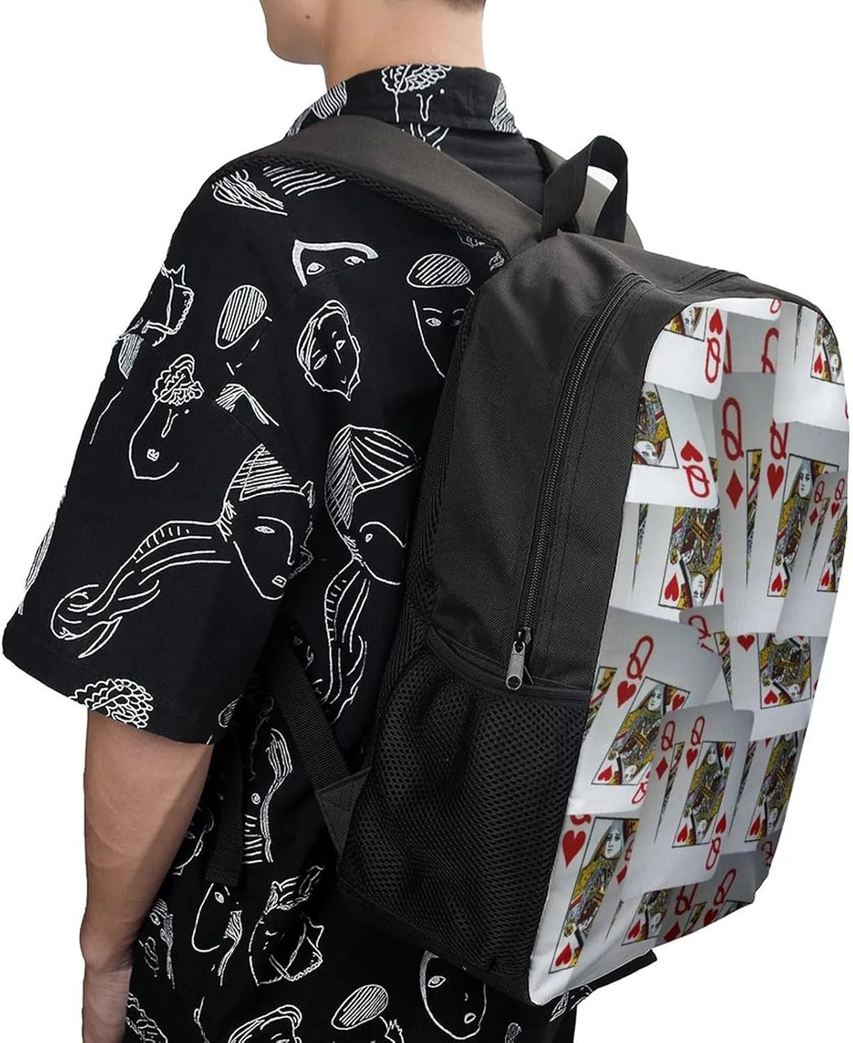 Page Full Of Queens Playing Cards Classic Large Capacity Comfortable Backpack
