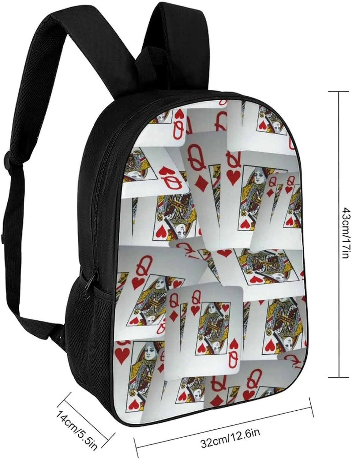 Page Full Of Queens Playing Cards Classic Large Capacity Comfortable Backpack