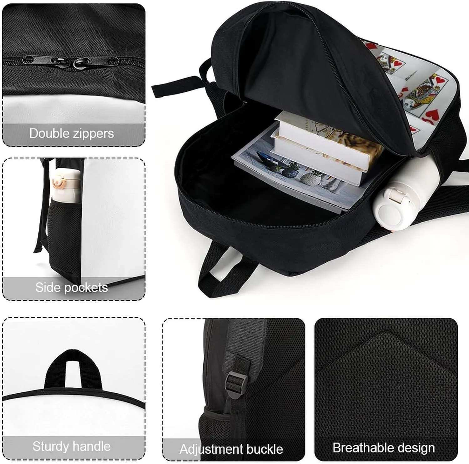 Page Full Of Queens Playing Cards Classic Large Capacity Comfortable Backpack