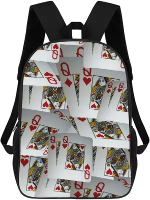 Page Full Of Queens Playing Cards Classic Large Capacity Comfortable Backpack