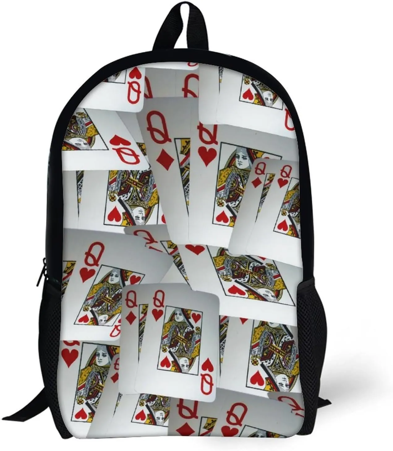 Page Full Of Queens Playing Cards Classic Large Capacity Comfortable Backpack