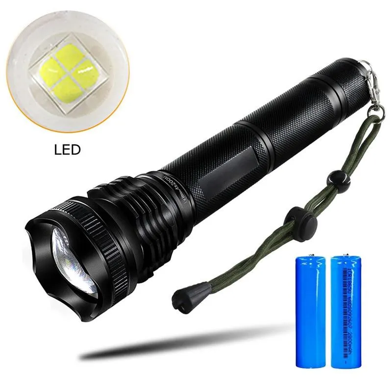 PANYUE 30W 5000LM Powerful Zoomable Tactical Flashlight 18650 LED Flashlight Torch Self Defense with 18650 Rechargeable Battery