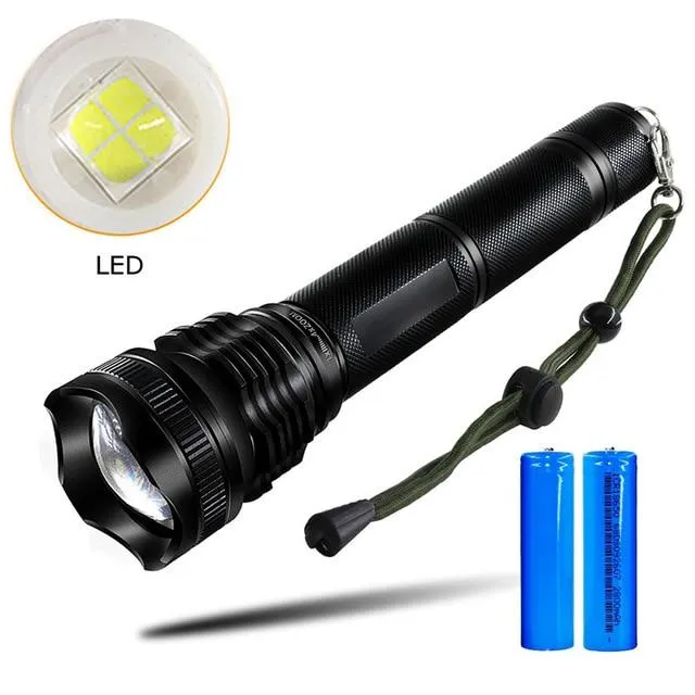 PANYUE 30W 5000LM Powerful Zoomable Tactical Flashlight 18650 LED Flashlight Torch Self Defense with 18650 Rechargeable Battery