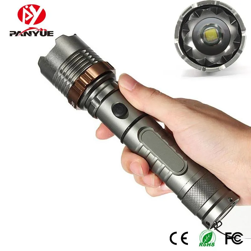 PANYUE LED Rechargeable Flashlight XML T6 Torch 1000 lumens 18650 Battery Outdoor Camping Powerful Led Flashlight