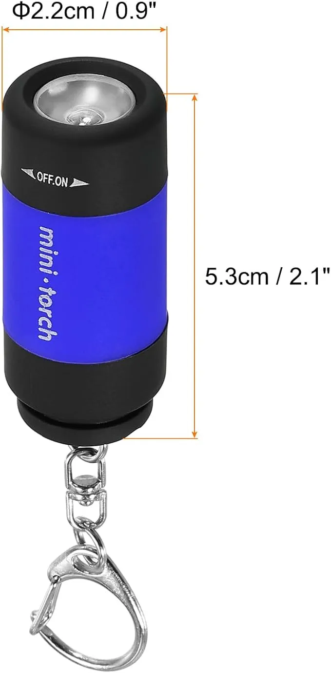 PATIKIL 2.1" Mini Rechargeable LED Keychain Flashlight, EDC Portable Small Torch with USB Charging for Everyday Carry, Blue