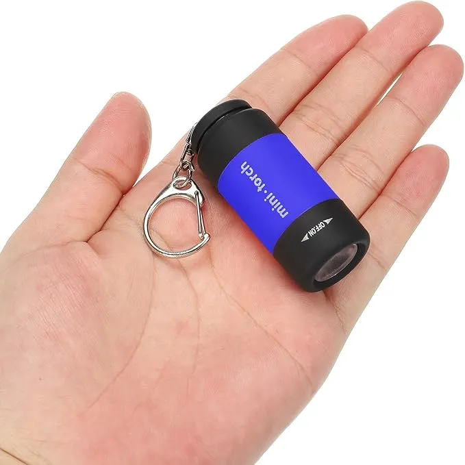 PATIKIL 2.1" Mini Rechargeable LED Keychain Flashlight, EDC Portable Small Torch with USB Charging for Everyday Carry, Blue