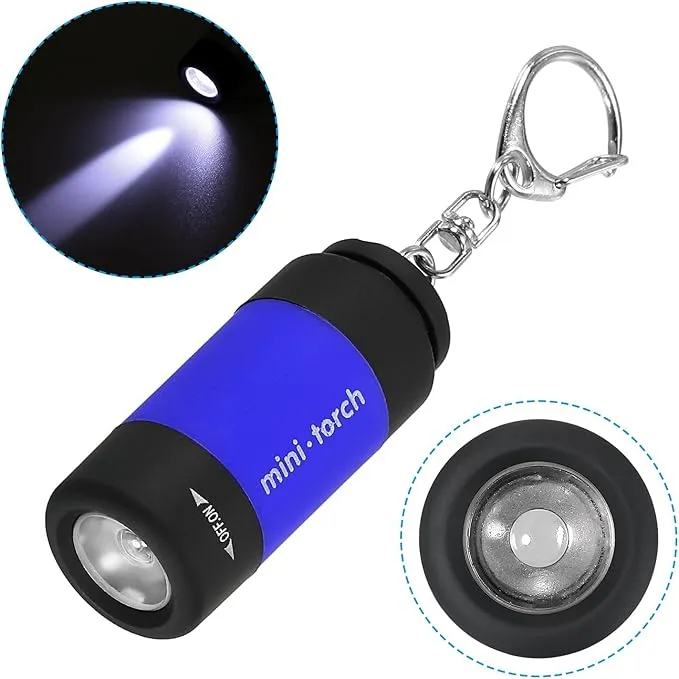 PATIKIL 2.1" Mini Rechargeable LED Keychain Flashlight, EDC Portable Small Torch with USB Charging for Everyday Carry, Blue