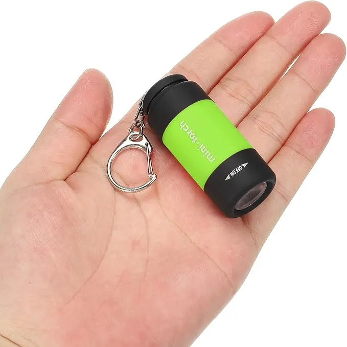 PATIKIL 2.1" Mini Rechargeable LED Keychain Flashlight, EDC Portable Small Torch with USB Charging for Everyday Carry, Light Green