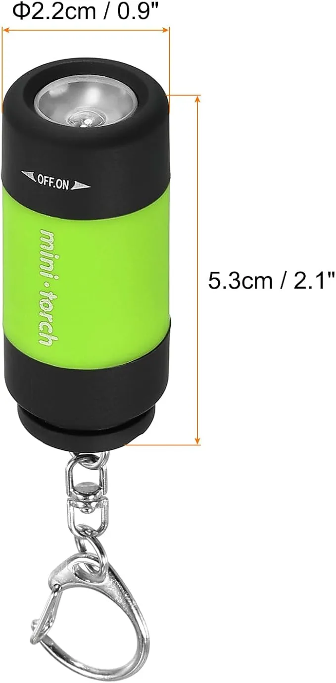 PATIKIL 2.1" Mini Rechargeable LED Keychain Flashlight, EDC Portable Small Torch with USB Charging for Everyday Carry, Light Green