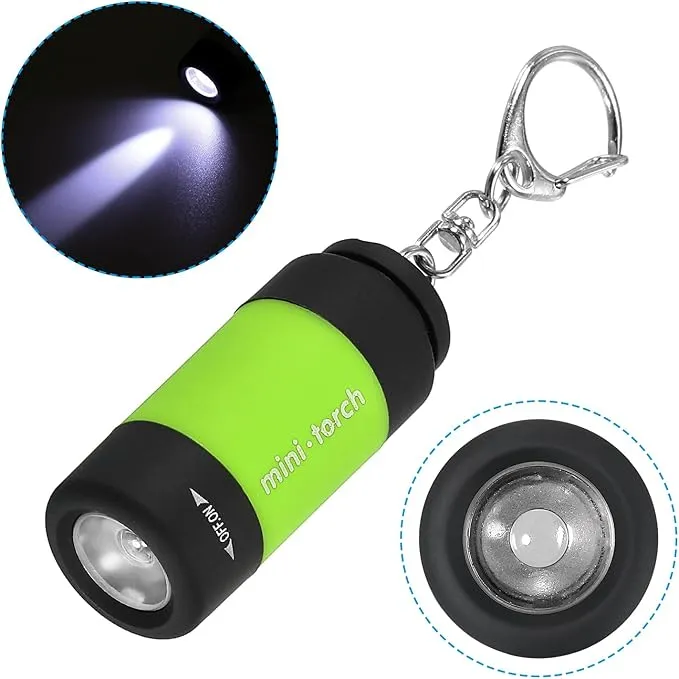 PATIKIL 2.1" Mini Rechargeable LED Keychain Flashlight, EDC Portable Small Torch with USB Charging for Everyday Carry, Light Green