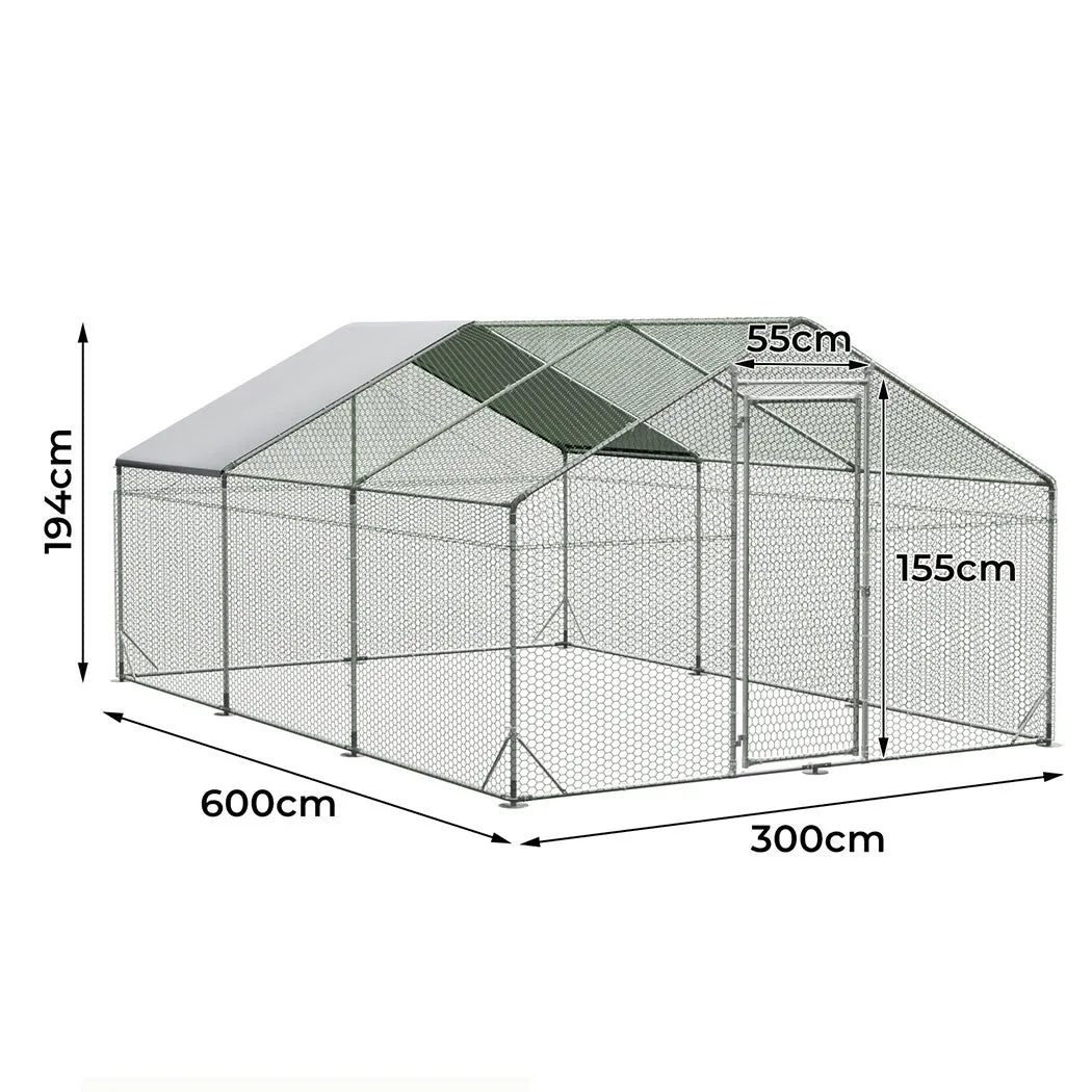 Pawz 600x300x194cm Large Metal Walk-in Chicken Coop Cage