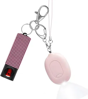 Personal Safety Alarm & Door Handle Alarm & Pepper Spray Combo for Women, 130dB Self Defence Keychain & Led Light & Max Strength Pepper Spray Gel, Rechargeable, Gift for Women (Pink/Pink)