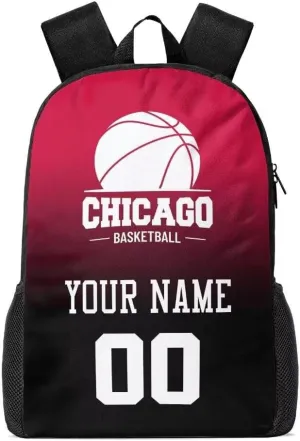 Personalized Chicago Basketball Sports Backpack Custom City Fan Gift Shoulder Bag Add Name and Number Casual Bag